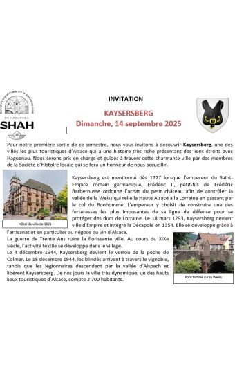 Sortie à KAYSERSBERG
